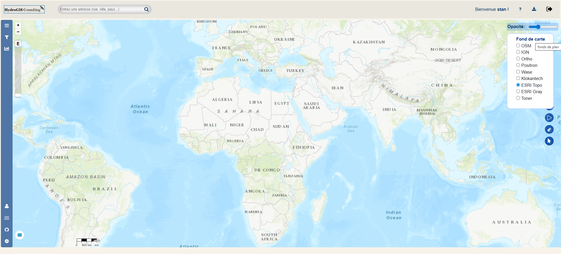 Carte interactive hydrologique