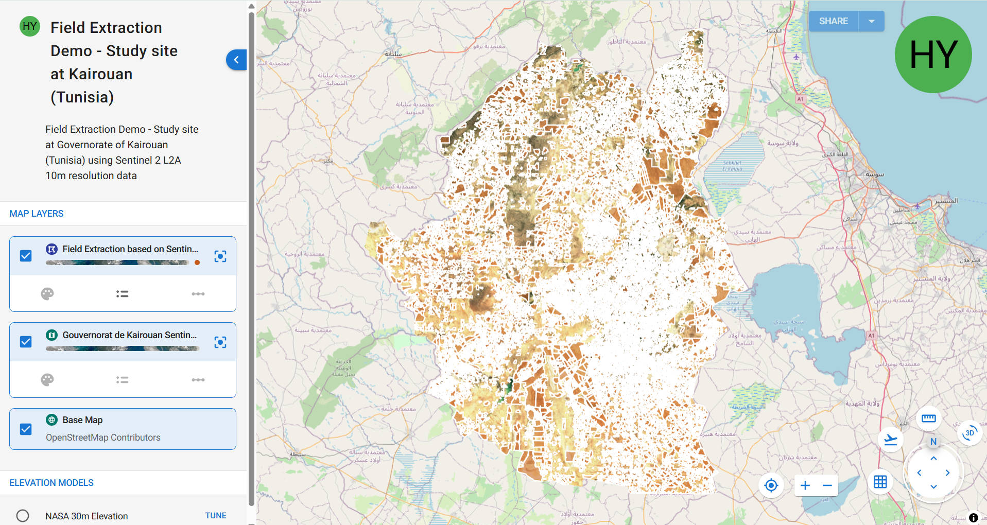 Extraction de parcelles agricoles - Tunisie